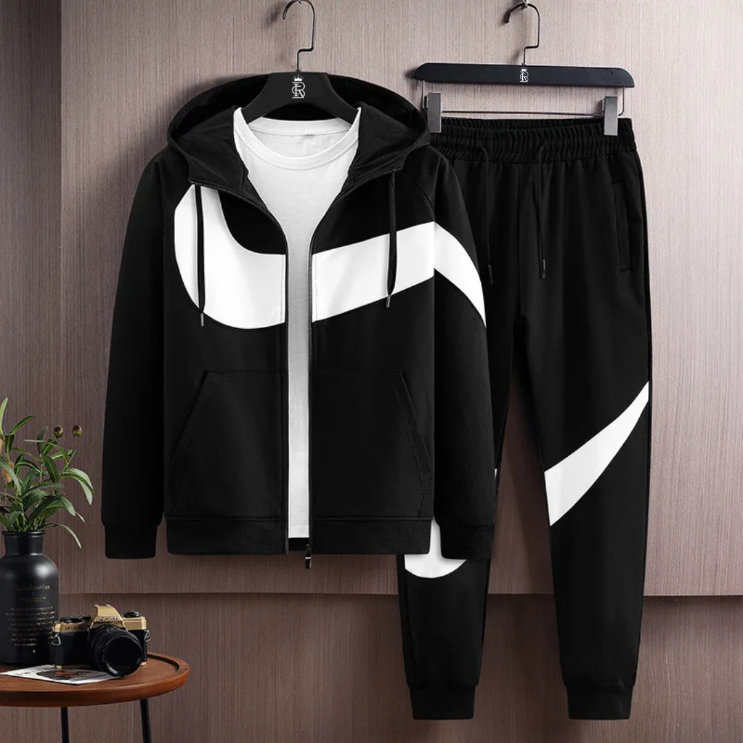Men's Printed Hooded Tailored Tracksuit Set