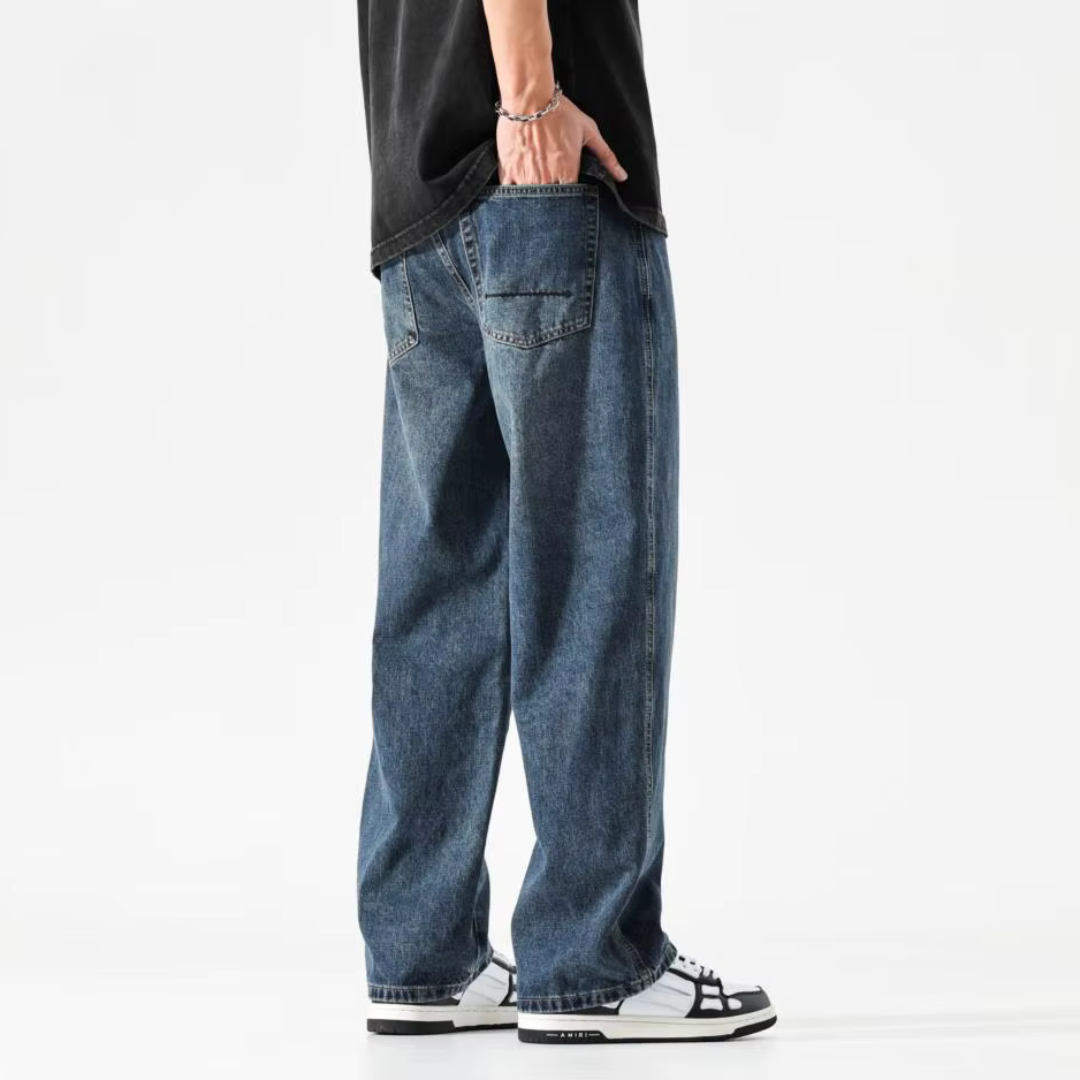 Men's Stoned Washed Baggy Jeans
