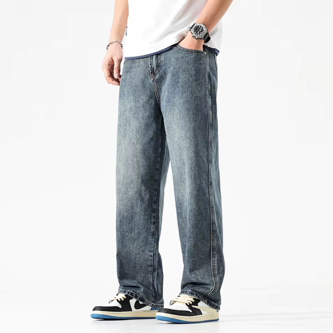 Men's Stoned Washed Baggy Jeans