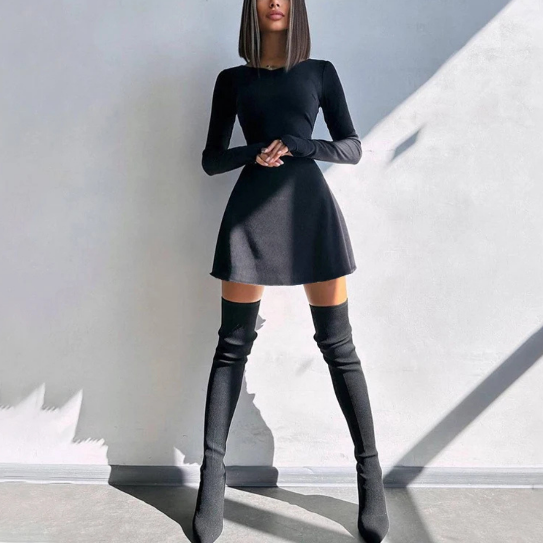 Spark Up The Glam Rhinestone Long Sleeve Mini Dress