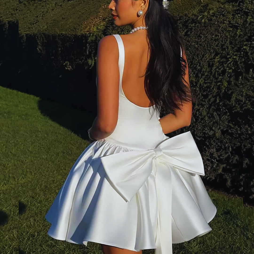Fanciful Charm Tie-Back A-Line Taffeta Party Dress