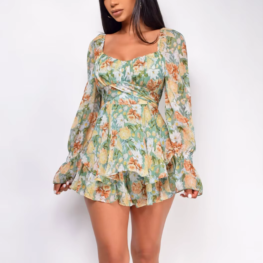 Lovely Strapless Lace Ruffle Skater Dress