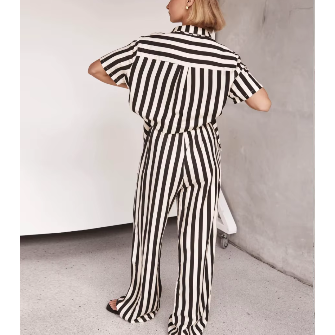 Casual Loose Striped Shirt and Pants Set