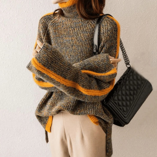 Ravelyn Melange Knit Long Sleeve Turtleneck Sweater