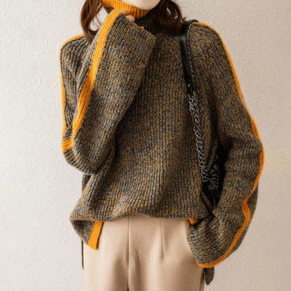 Ravelyn Melange Knit Long Sleeve Turtleneck Sweater