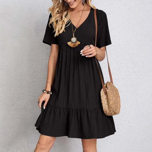 Retro V-neck Women's Mini Dress