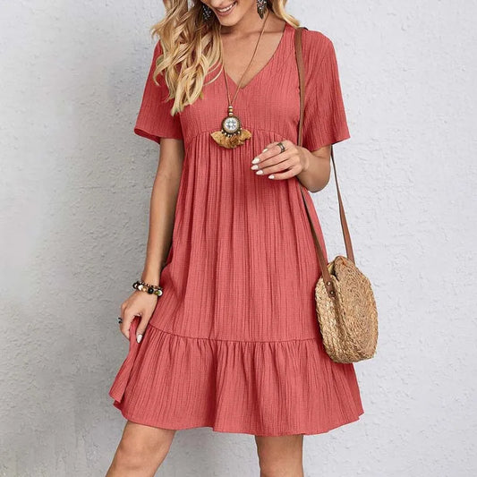 Retro V-neck Women's Mini Dress