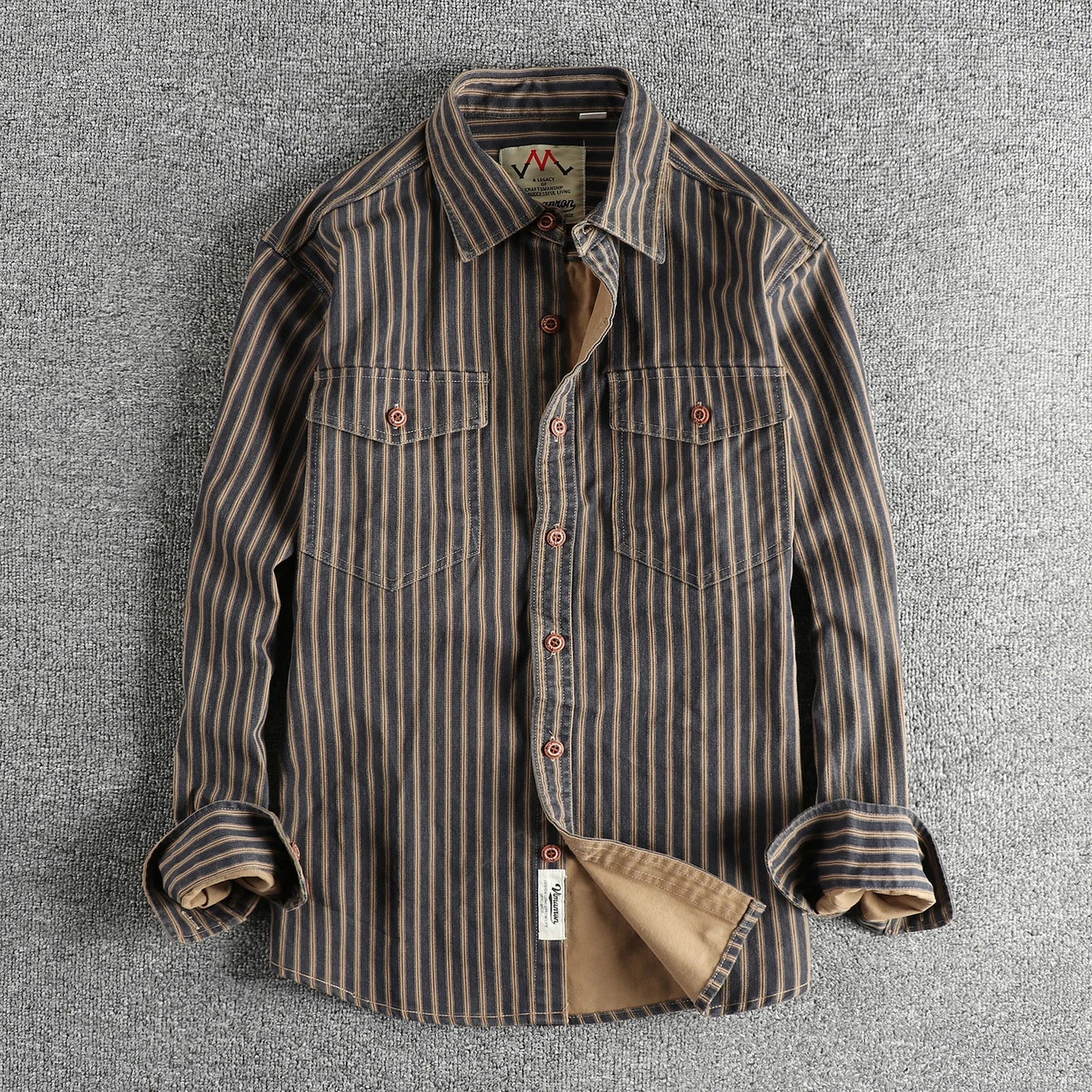 Men's Retro Stripe Long-Sleeve Casual Shirt