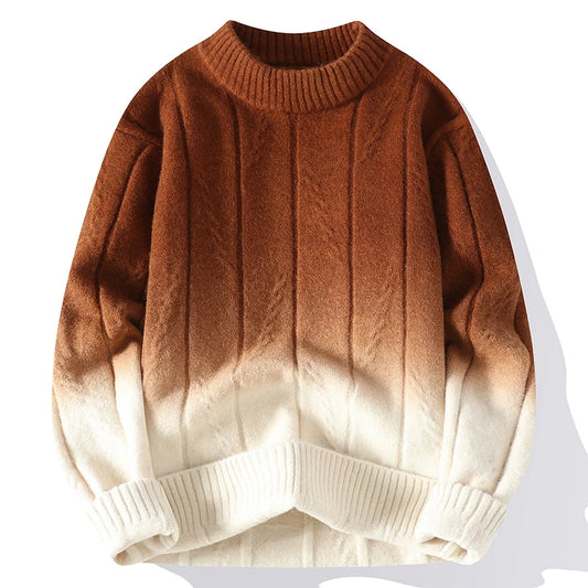 Ombre Round Neck Knitted Sweater