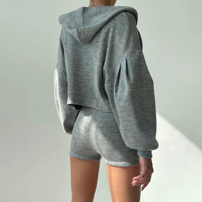 Charcoal Knit Sporty 3 Piece Set