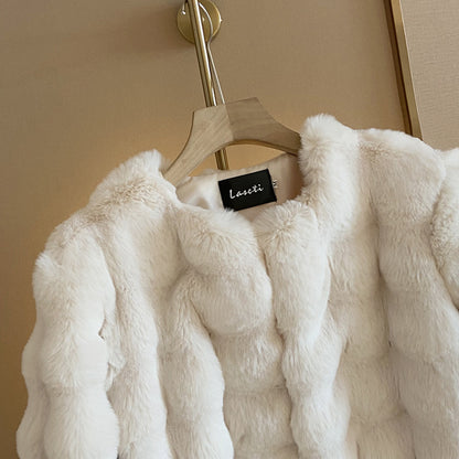 Amelie Collarless Faux Fur Coat