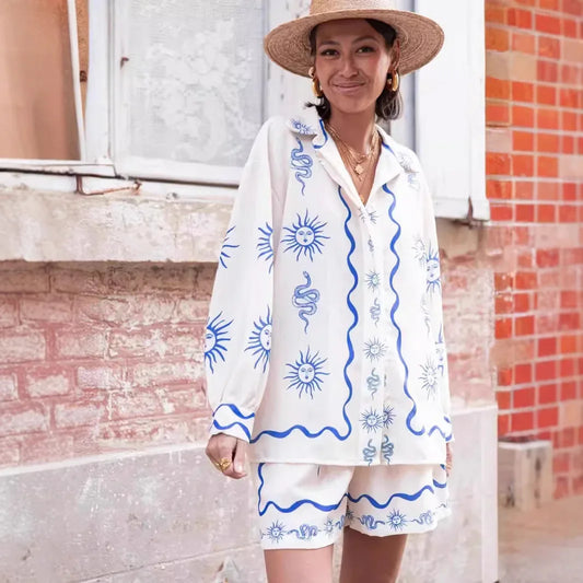 Boho Printed Shirt and Short Set