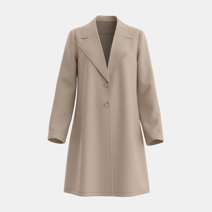 Women's Plain Single-Breasted Long Coat