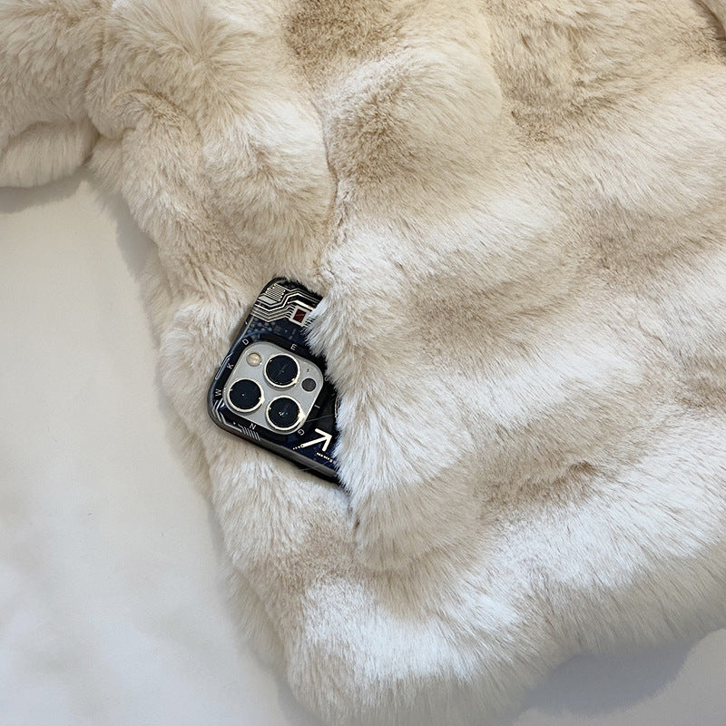 Amelie Collarless Faux Fur Coat