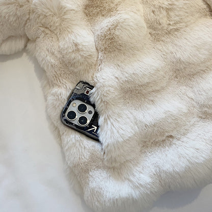 Amelie Collarless Faux Fur Coat