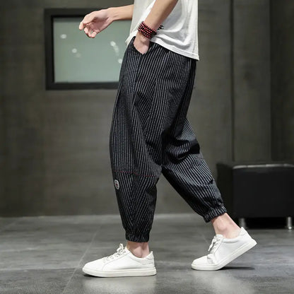 Men's Quick-Dry Striped Drawstring Joggers