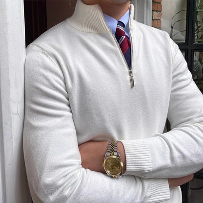 Lorenzo Classic Long Sleeve Zip-Up Sweater