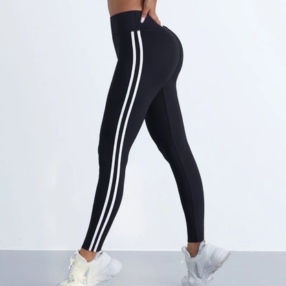 Slim Fit Striped Fitness Leggings
