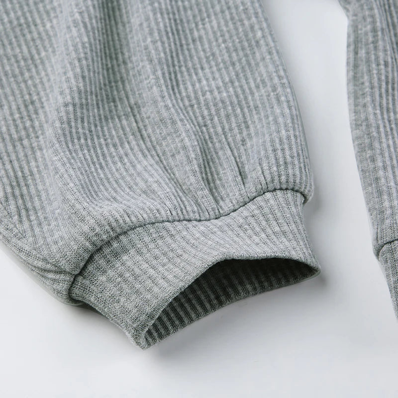 Charcoal Knit Sporty 3 Piece Set