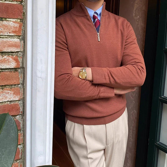 Lorenzo Classic Long Sleeve Zip-Up Sweater