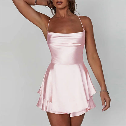 Jianna Floral Satin Short A-Line Dress