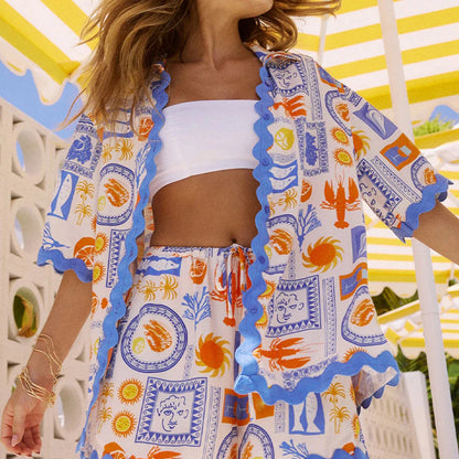 Beyond Retro Coastal Printed Shirt and Short Set