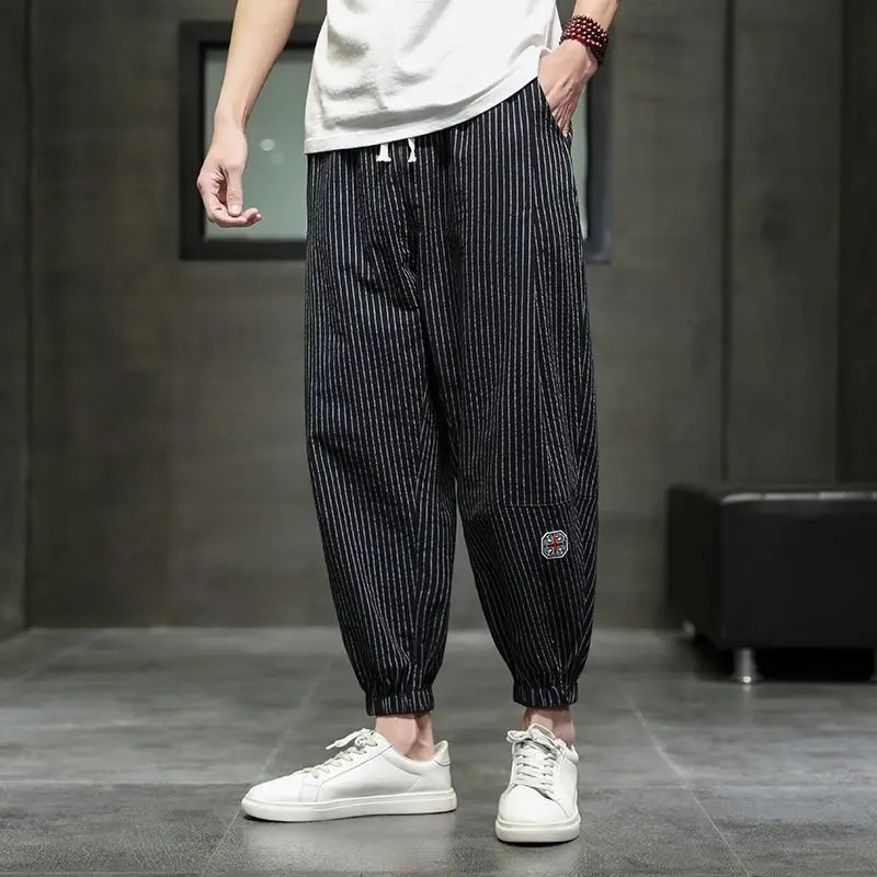 Men's Quick-Dry Striped Drawstring Joggers