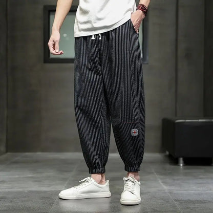 Men's Quick-Dry Striped Drawstring Joggers