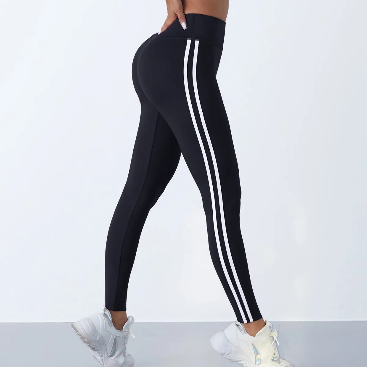Slim Fit Striped Fitness Leggings