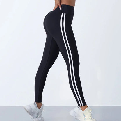 Slim Fit Striped Fitness Leggings