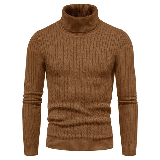 Dominic Casual Solid Soft Knitted Long Sleeve Turtleneck Sweater