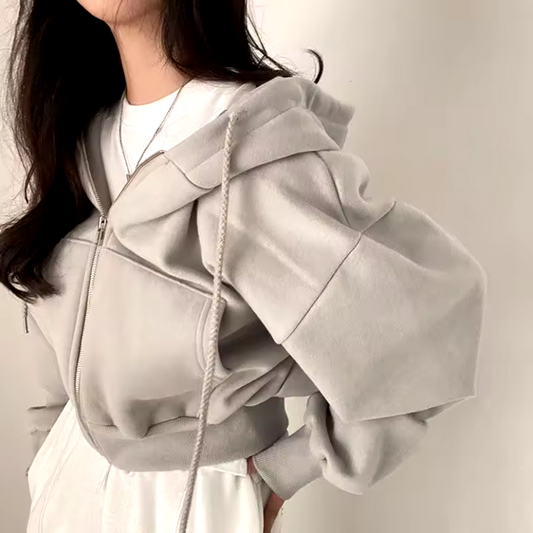 Women's Casual Warm Loose Zipper Hoodie Jacket
