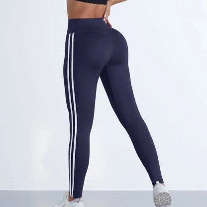 Slim Fit Striped Fitness Leggings