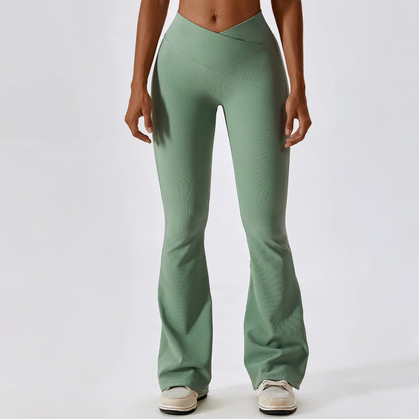 Cross Waist Flare Leggings