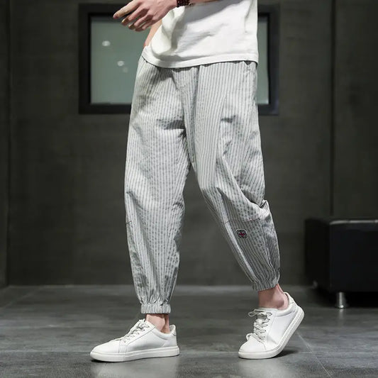 Men's Quick-Dry Striped Drawstring Joggers