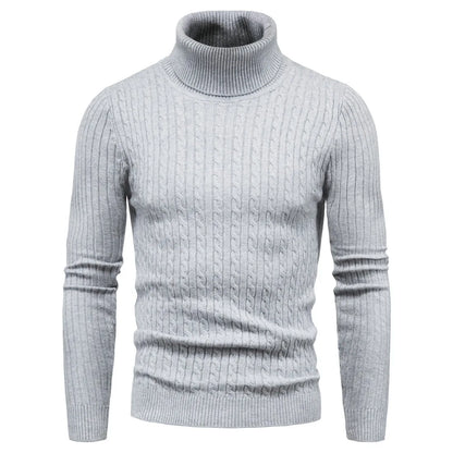 Dominic Casual Solid Soft Knitted Long Sleeve Turtleneck Sweater