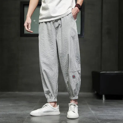 Men's Quick-Dry Striped Drawstring Joggers