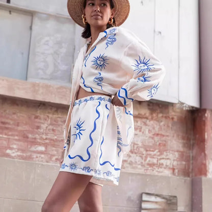Boho Printed Shirt and Short Set