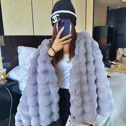 Amelie Collarless Faux Fur Coat