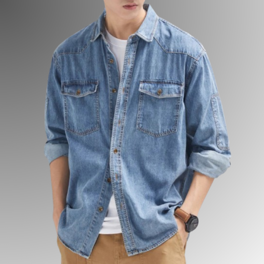 Valiant Pure Cotton Denim Long-Sleeve Jeans Shirt