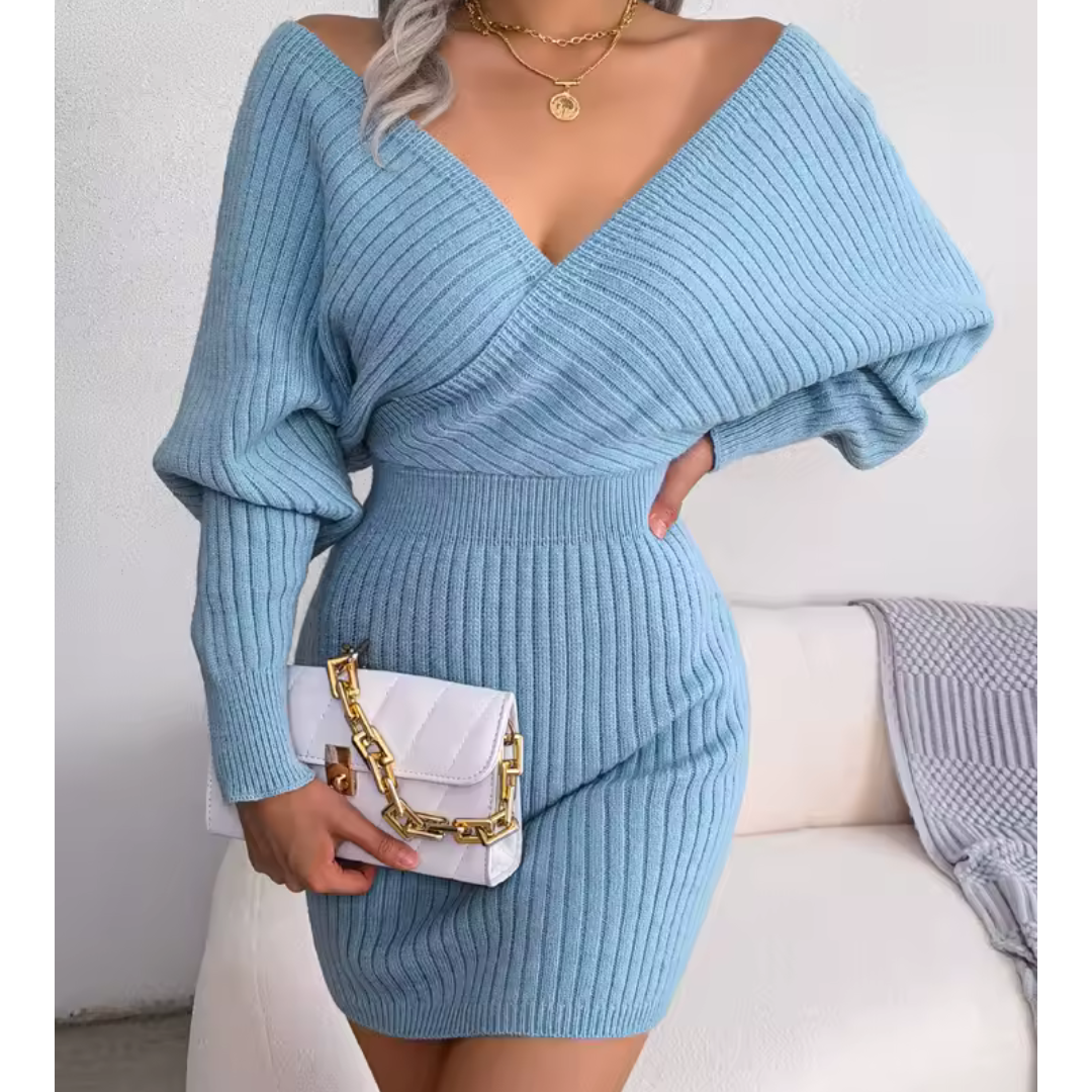 Cross V-neck Bodycon Mini Dress