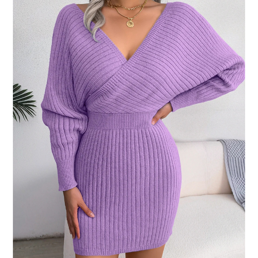 Cross V-neck Bodycon Mini Dress