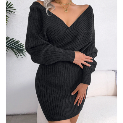 Cross V-neck Bodycon Mini Dress