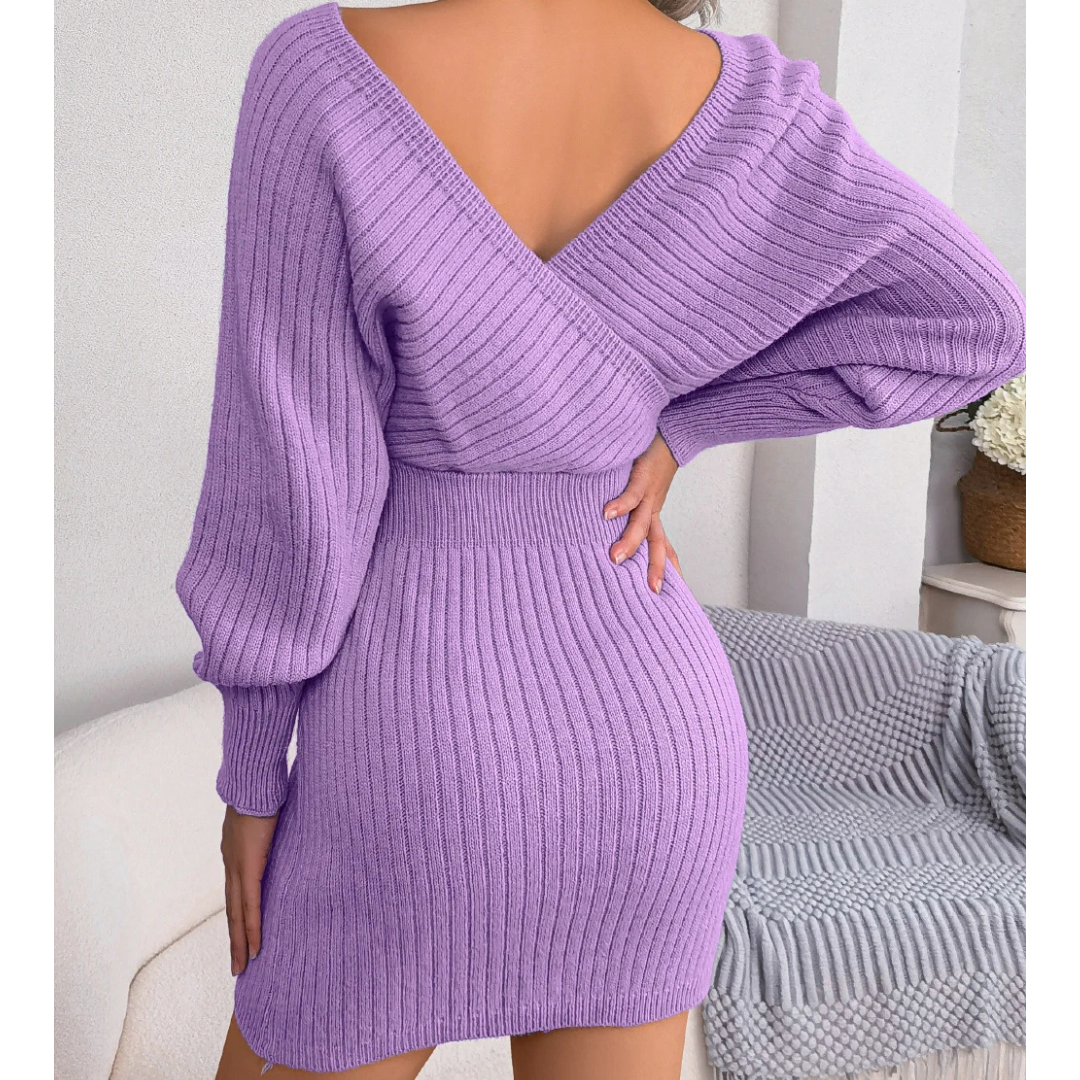 Cross V-neck Bodycon Mini Dress