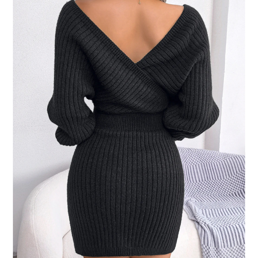 Cross V-neck Bodycon Mini Dress