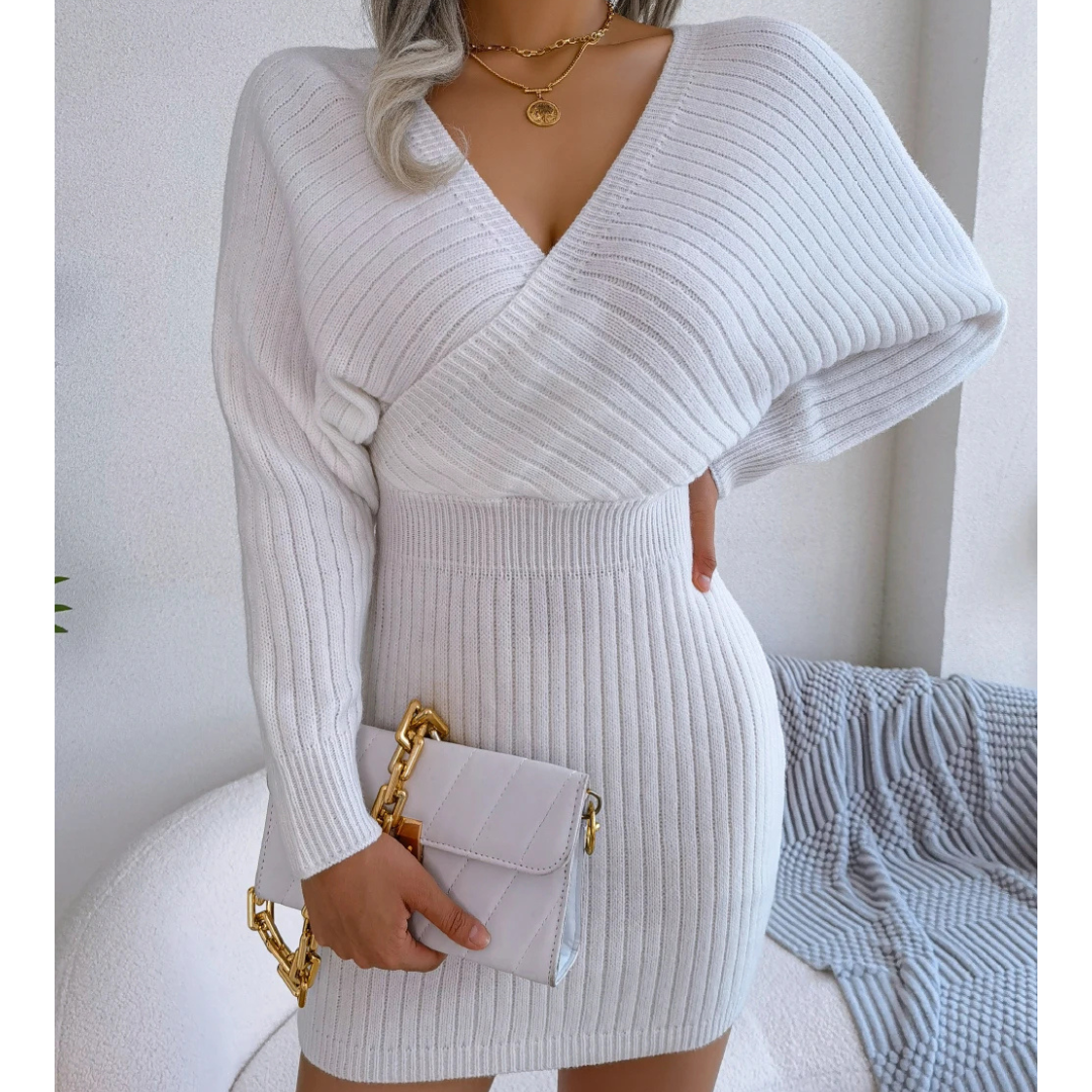 Cross V-neck Bodycon Mini Dress