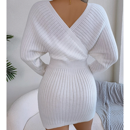 Cross V-neck Bodycon Mini Dress
