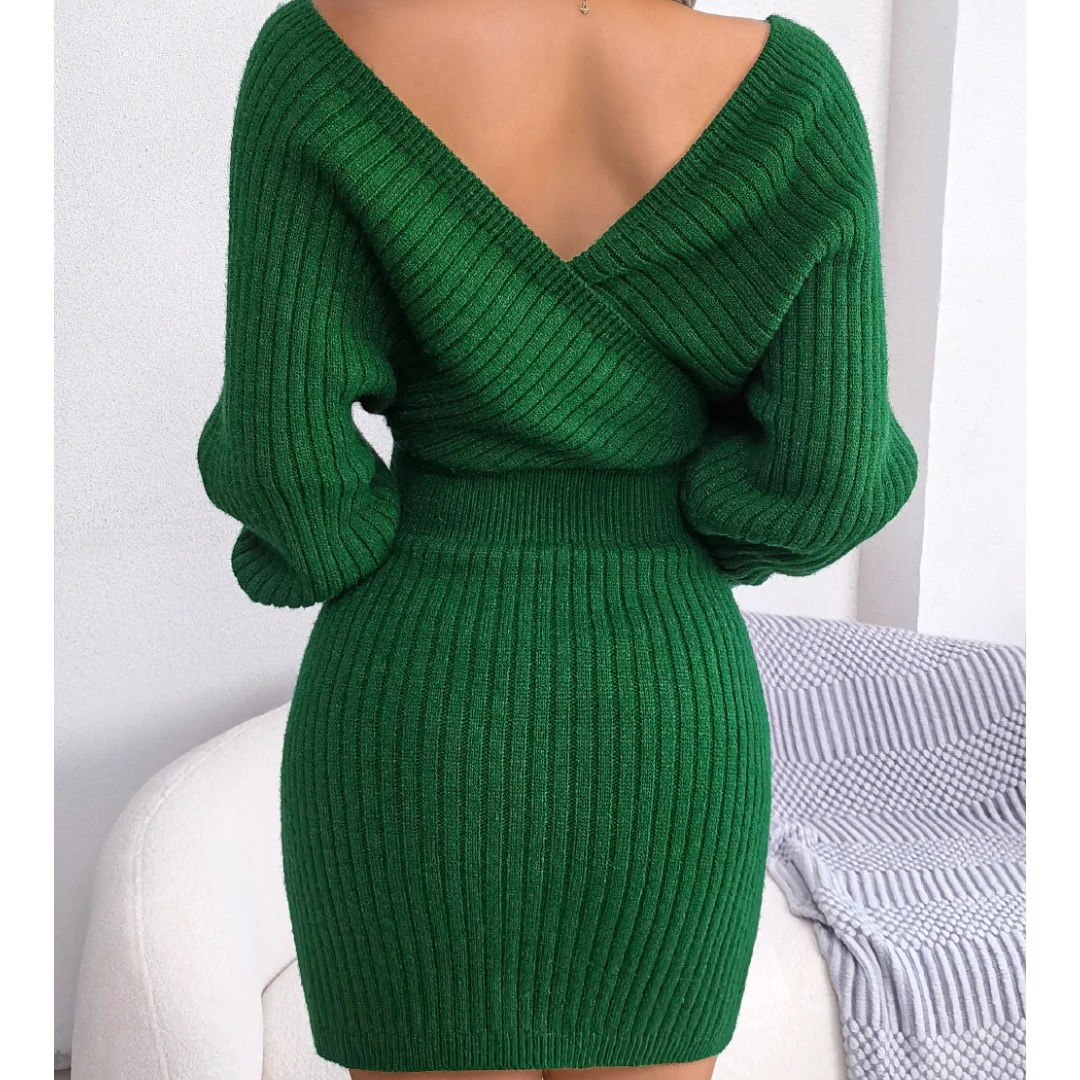 Cross V-neck Bodycon Mini Dress