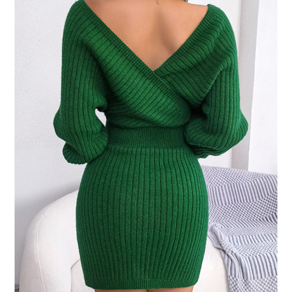 Cross V-neck Bodycon Mini Dress
