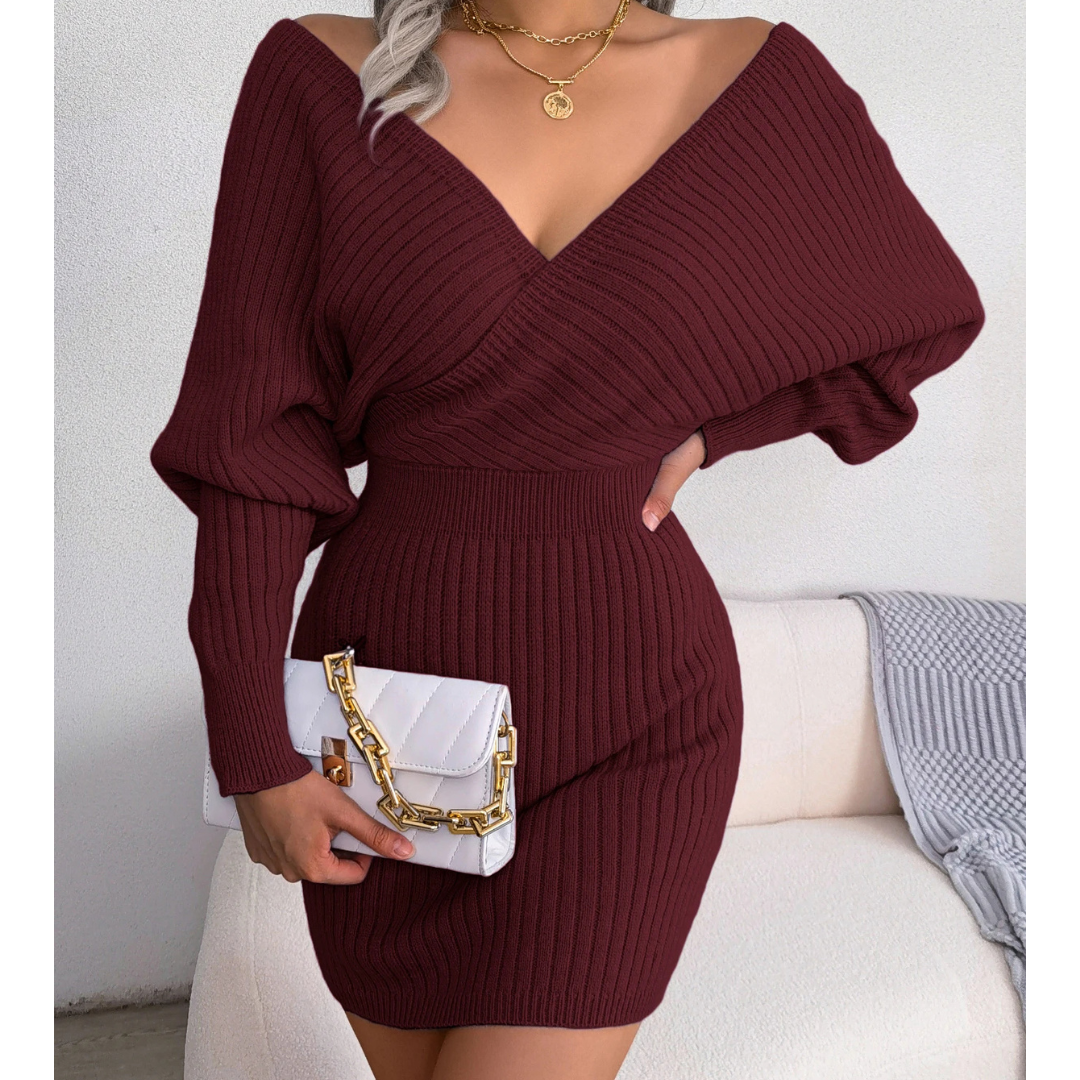 Cross V-neck Bodycon Mini Dress